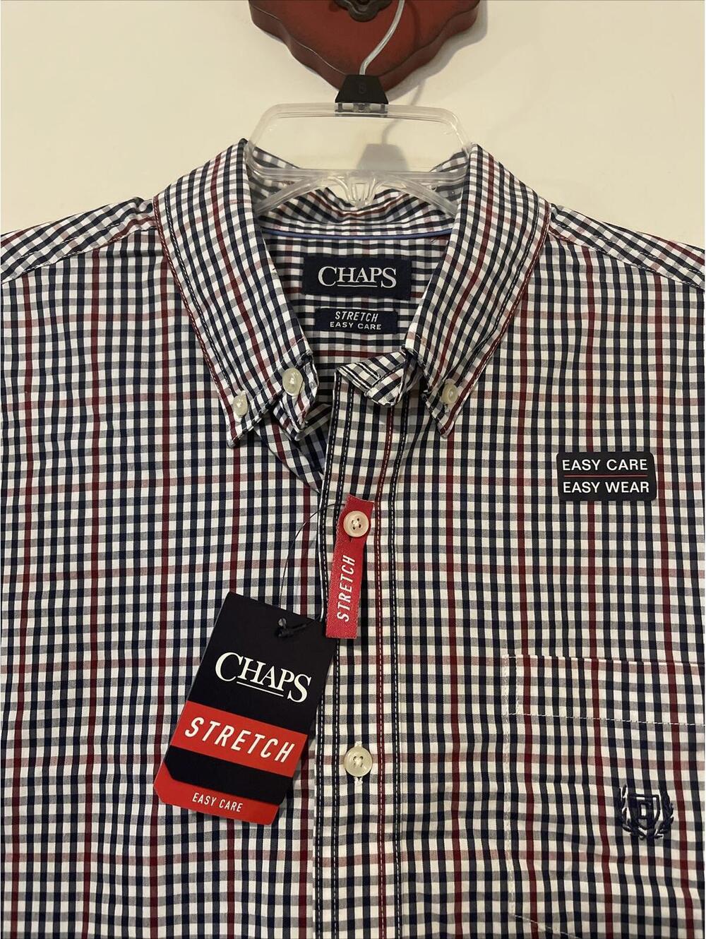 Chaps Mens Large Blue Striped Full Button Long Sleeved Shirt NWT! A3297 - Picture 3 of 6